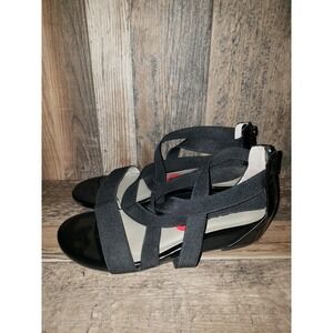 Me Too Gia Womens Black Stretch Fabric Gladiator Sandals Sz US 6